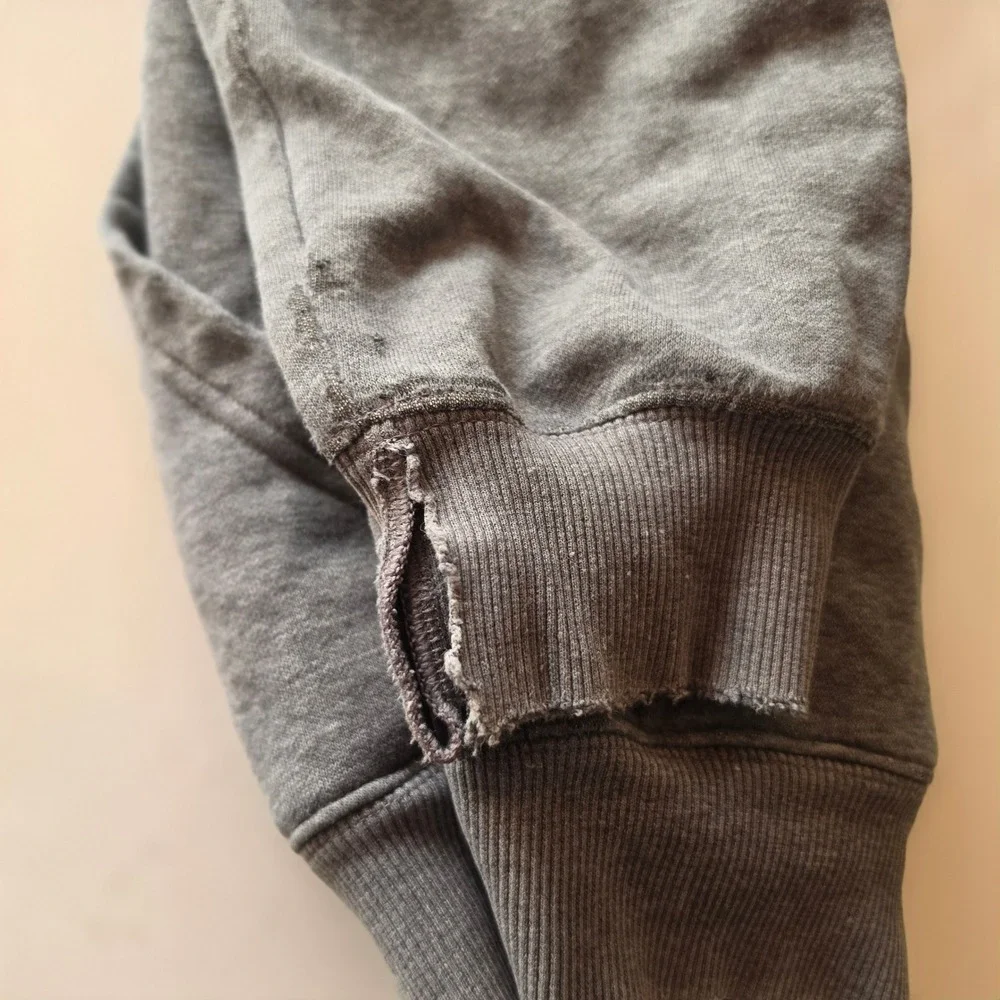 Adidas Mens Full Zip Hoodie Gray 3 Stripe Fleece Sweatshirt Large